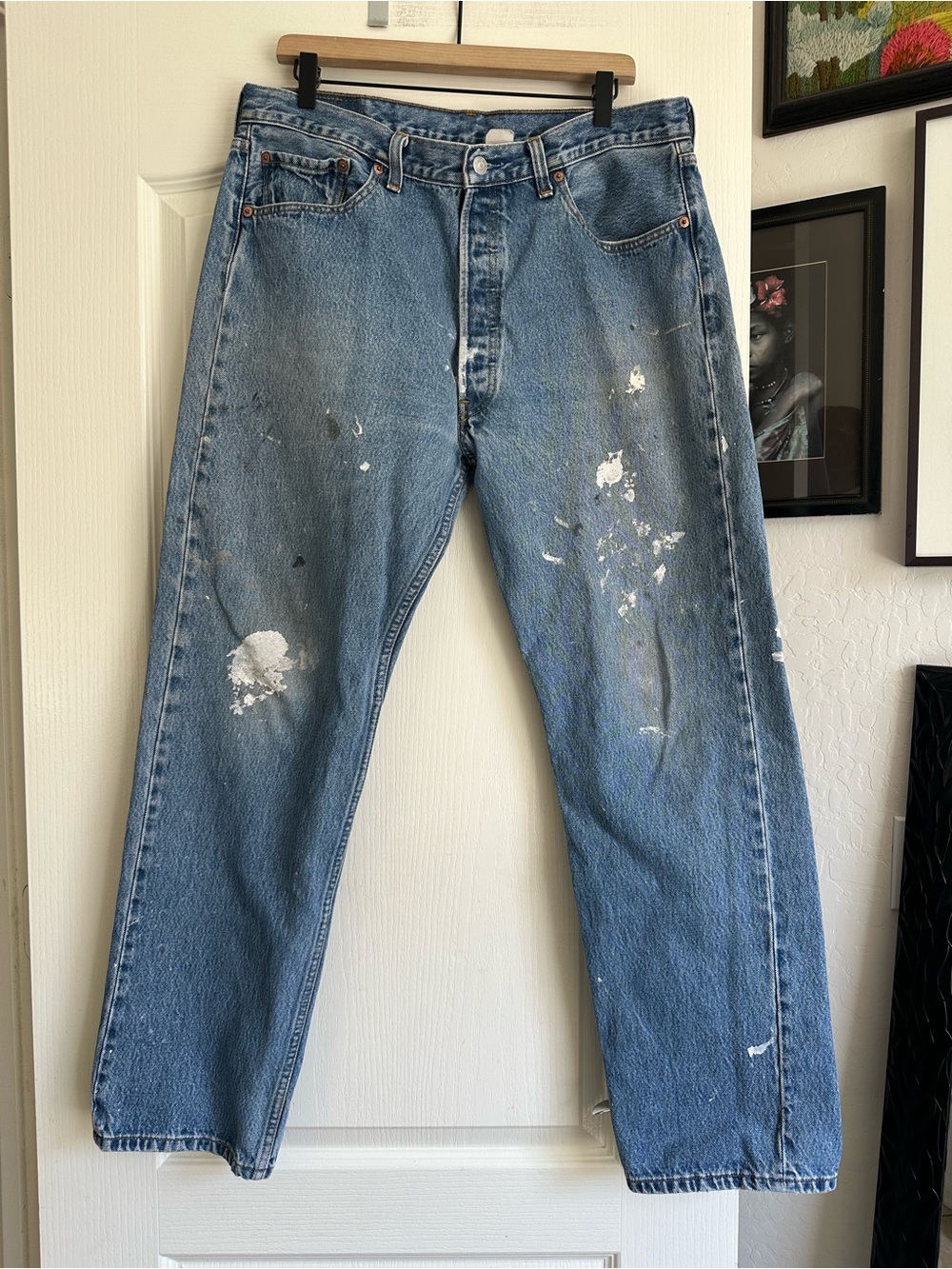 Vintage Levi’s 501 Paint Splattered Jeans. Size: 38x32